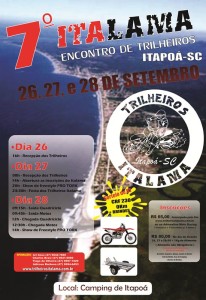 Cartaz do 7º Encontro de Trilheiros Italama (2014) em Itapoá.