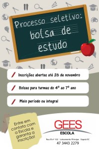 folder - bolsa de estudo Escola GEES em Itapoá