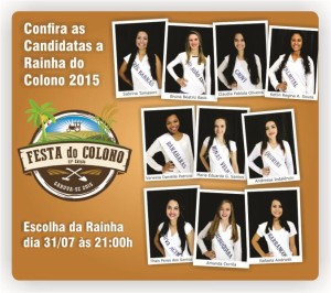 Prefeitura de Garuva divulga candidatas a Rainha e princesas do Colono 2015