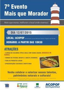 Neste domingo 12-07, sera realizado o 7o Evento Mais que Morador