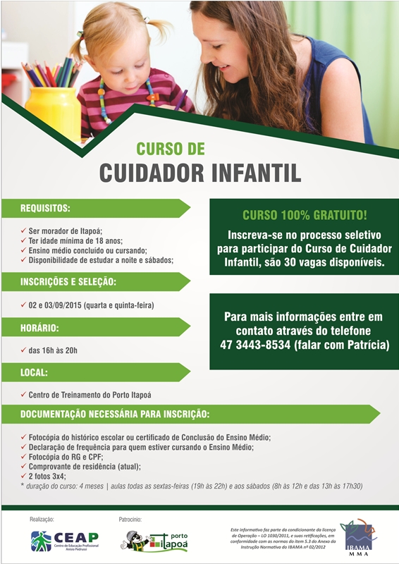 cuidador infantil porto itapoa