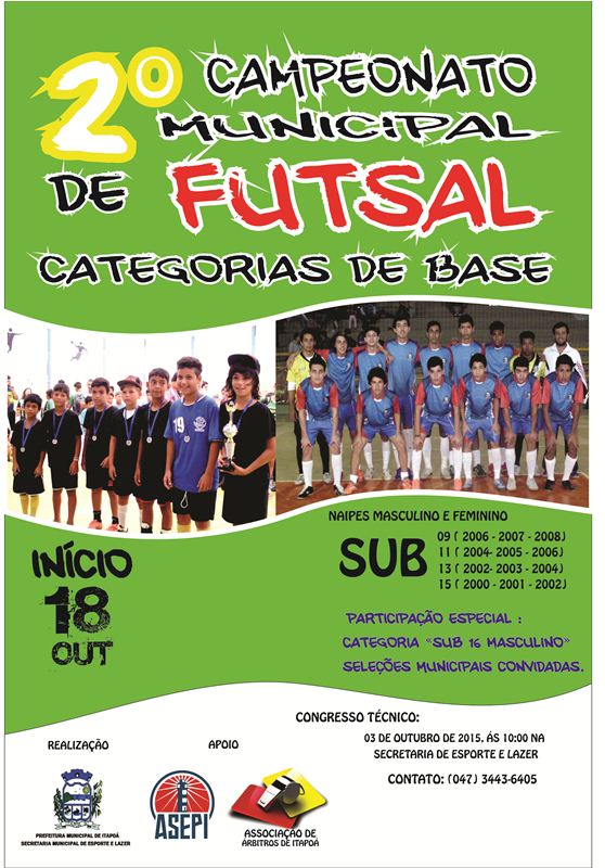 2º Campeonato Municipal de Futsal de Itapoá tem início dia 18 de outubro
