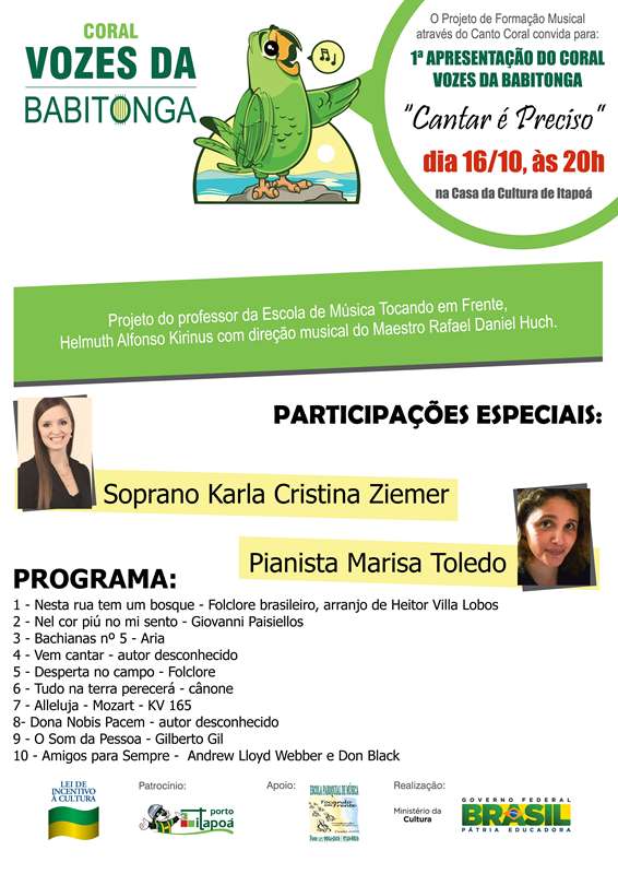 Cartaz Cantar é Preciso - Coral Vozes da Babitonga