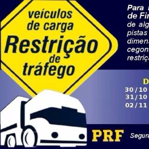 Restrição do tráfego de veículos com cargas nas rodovias simples de SC para o feriadão de Finados