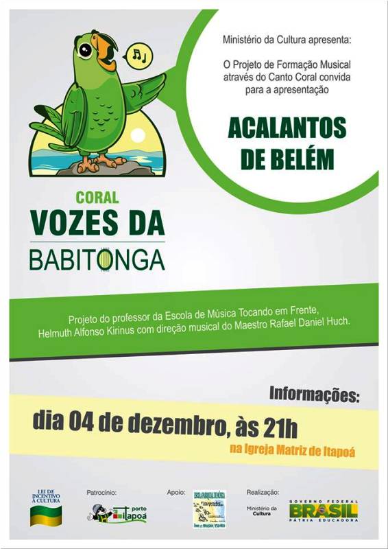 Coral Vozes da Babitonga apresenta Acalantos de Belém dia 04 de dezembro