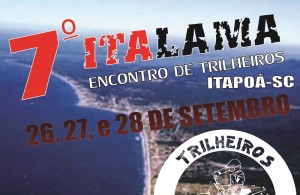 Cartaz do 7º Encontro de Trilheiros Italama (2014) em Itapoá.