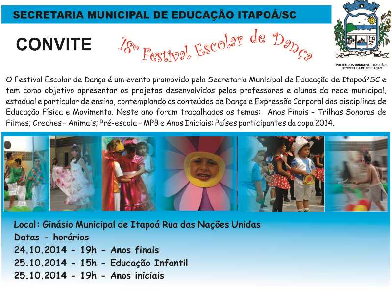 Convite do 18º Festival de Dança de Itapoá