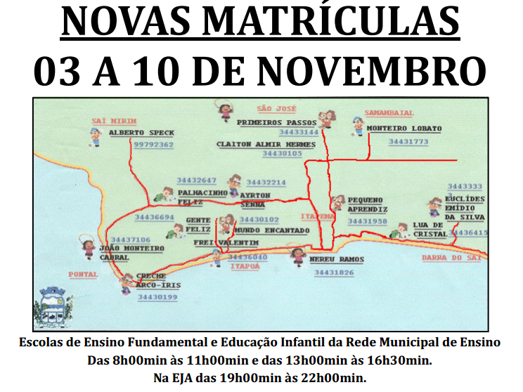 MatrÍculas para 2015 na Rede Municipal de Ensino de ItapoÁ