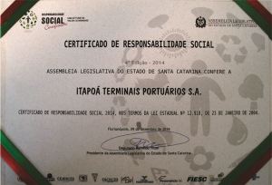 Responsabilidade social do Porto Itapoá é reconhecida pela Alesc