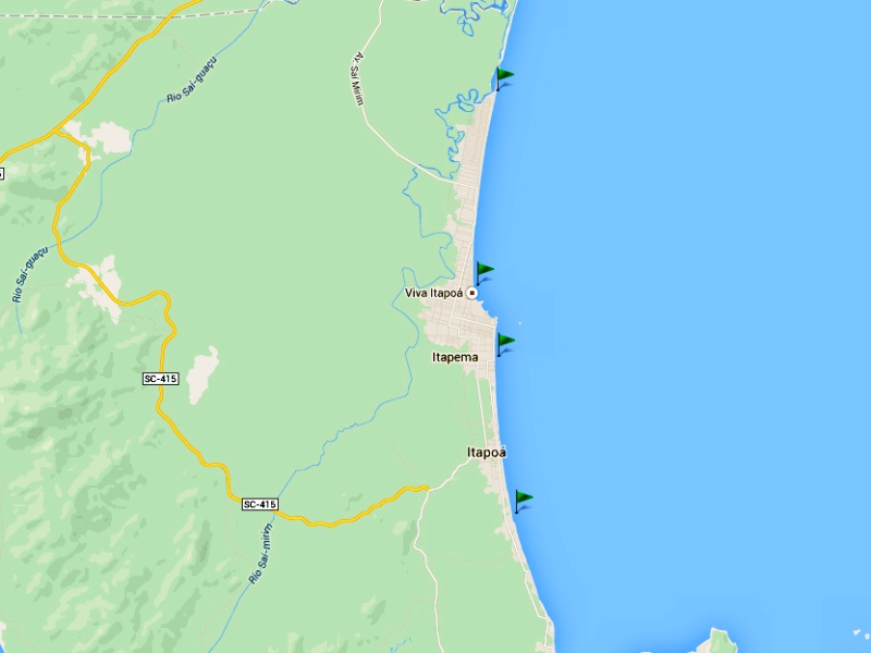 Pontos próprios para banho em Itapoá - Reprodução Google Maps