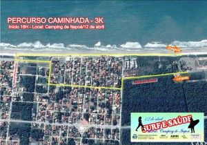 Percurso da caminhada orientada da 2ª edição do Surf e Saúde em Itapoá