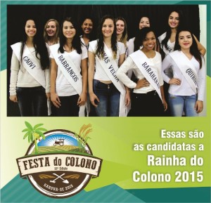 Candidatas a Rainha e princesas do Colono 2015