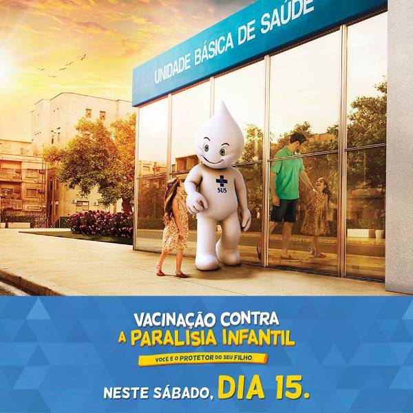 Campanha nacional de vacinação contra a polio tem início neste sábado (15 de agosto)