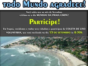 Domingo (13-09) dia do Mutirao de Limpeza da Praia de Itapema do Norte - Capa