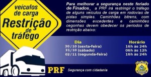 Restricao do trafego de veiculos com cargas nas rodovias simples de SC para o feriadao de Finados