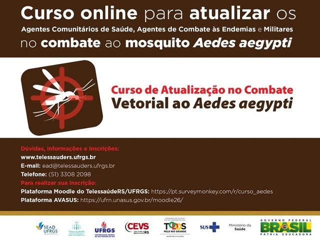 Interessados podem fazer curso online gratuito de combate ao Aedes aegypti