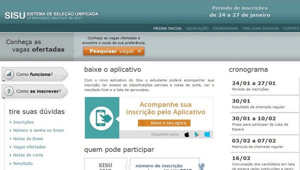 SISU oferece 250 em Joinville e 79 em Matinhos-PR