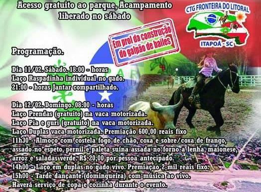 1a Festa Campeira de 2017 do CTG Fronteira do Litoral em Itapoa