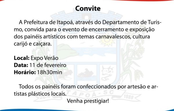 Convite encerramento e exposicao paineis artisticos com temas carnavalescos