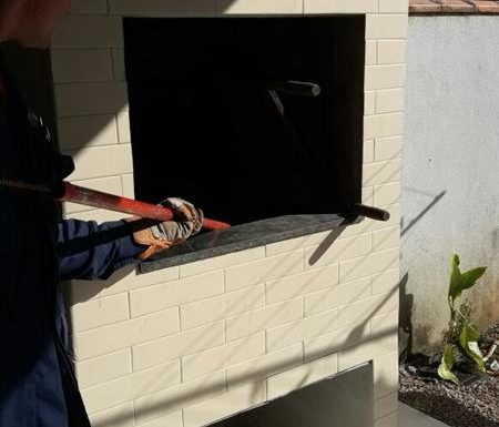 Raposa resgatada pelos bombeiros de Itapoa dentro de churrasqueira de residencia 3