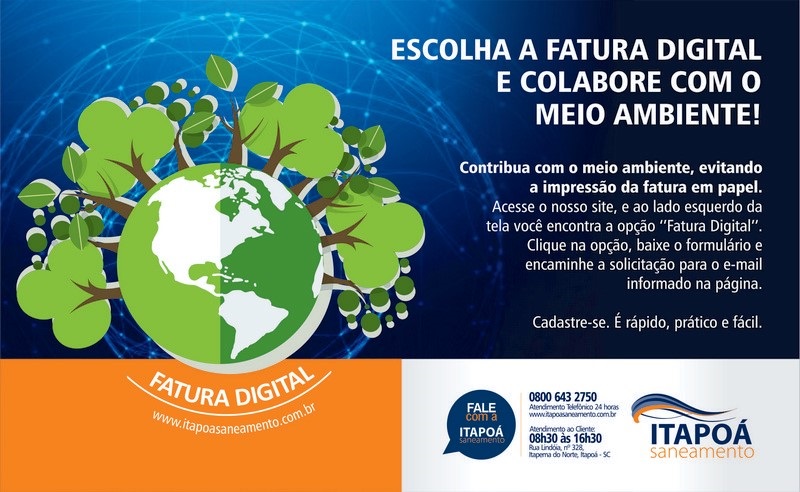 Troque sua fatura de papel da Itapoa Saneamento pela digital