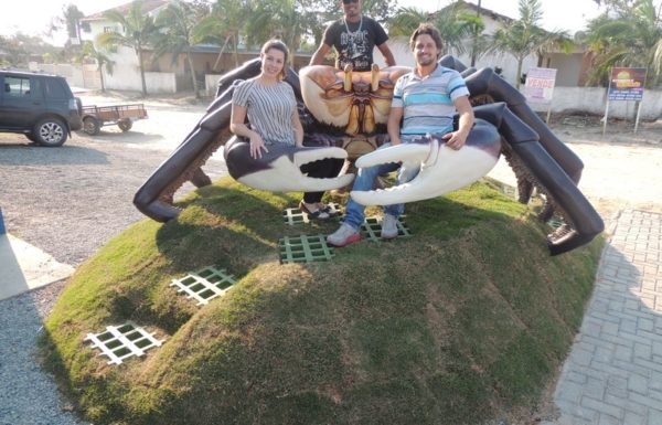 caranguejo gigante produzido por artesao chama a atencao de quem visita a Barra do Sai 2