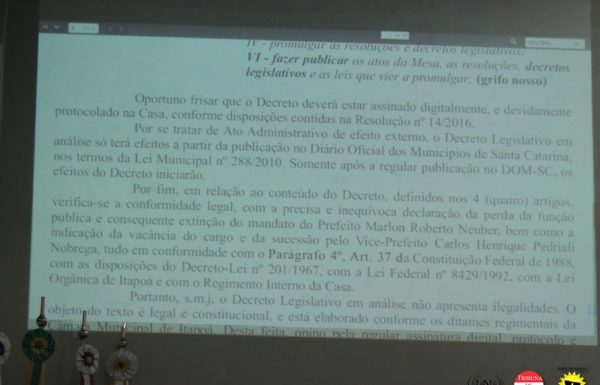 Presidente da Camara de vereadores decreta fim do mandato de marlon neuber 03
