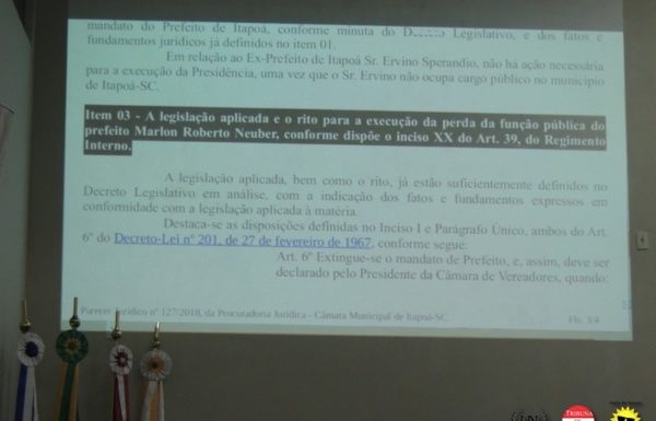 Presidente da Camara de vereadores decreta fim do mandato de marlon neuber 05