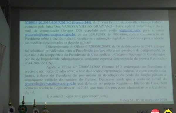 Presidente da Camara de vereadores decreta fim do mandato de marlon neuber 09