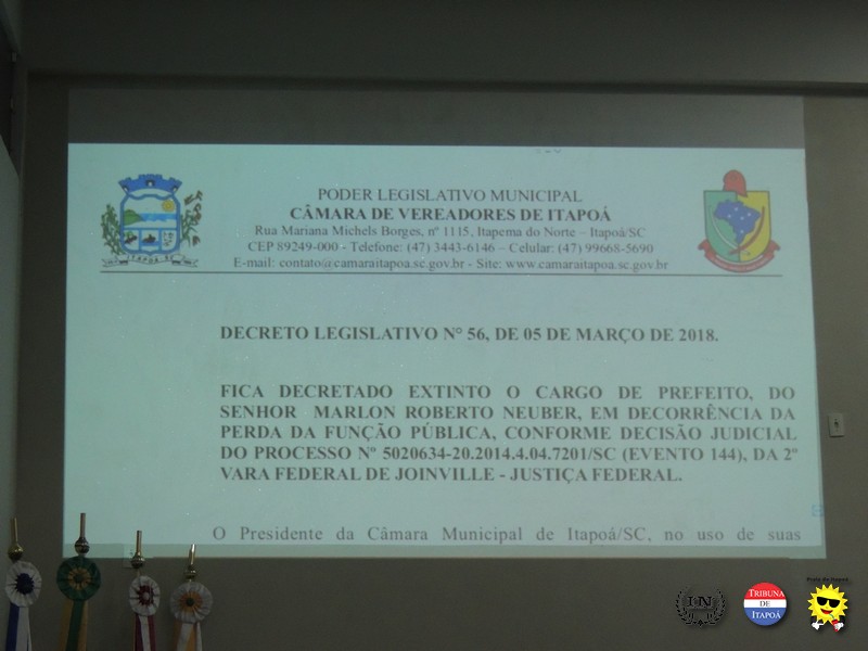 Presidente da Camara de vereadores decreta fim do mandato de marlon neuber 10