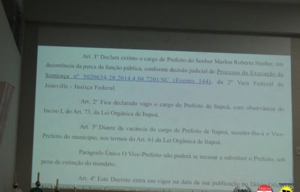 Presidente da Camara de vereadores decreta fim do mandato de marlon neuber 16