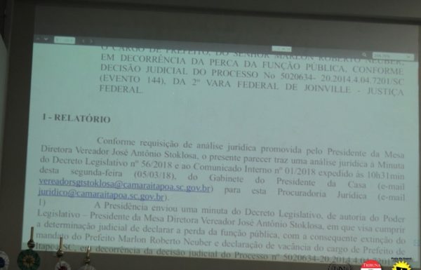 Presidente da Camara de vereadores decreta fim do mandato de marlon neuber 22