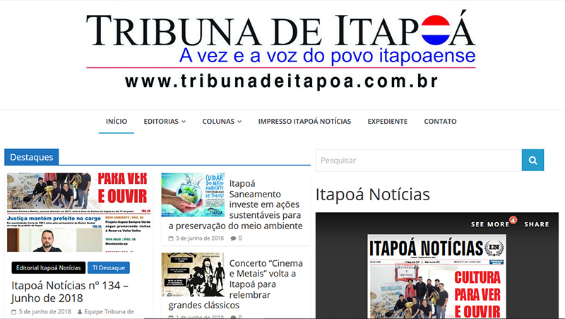 Site Tribuna de Itapoa no PC