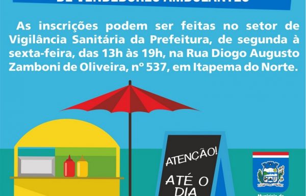 Inscricoes para o Curso de Comercio Ambulante vao ate o dia 31 de agosto