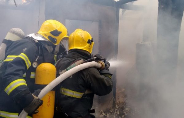 Dois filhotes de cachorro sao resgatados de ineêndio a residencia, pelos bombeiros de Itapoa 01