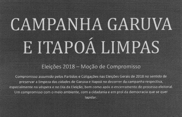 Partidos politicos assinam compromisso com a campanha Garuva e Itapoa limpas