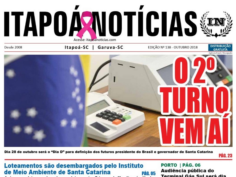 Capa da edicao 138 Itapoa Noticias - Outubro de 2018 para TI