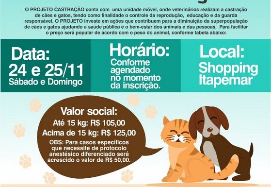 Prefeitura disponibiliza requerimento inscricao no 1o Mutirao de Castracao