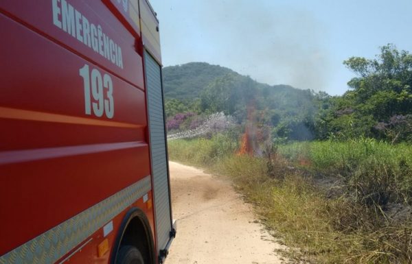 Bombeiros atendem ocorrencia de incendio em vegetacao em Itapoa 1