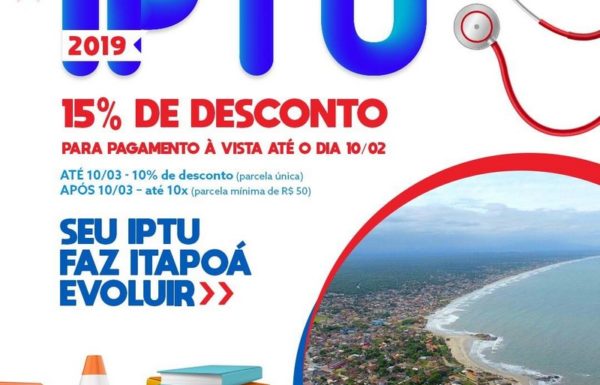 Prefeitura concedera desconto de 15 por cento para pagamento antecipado do IPTU