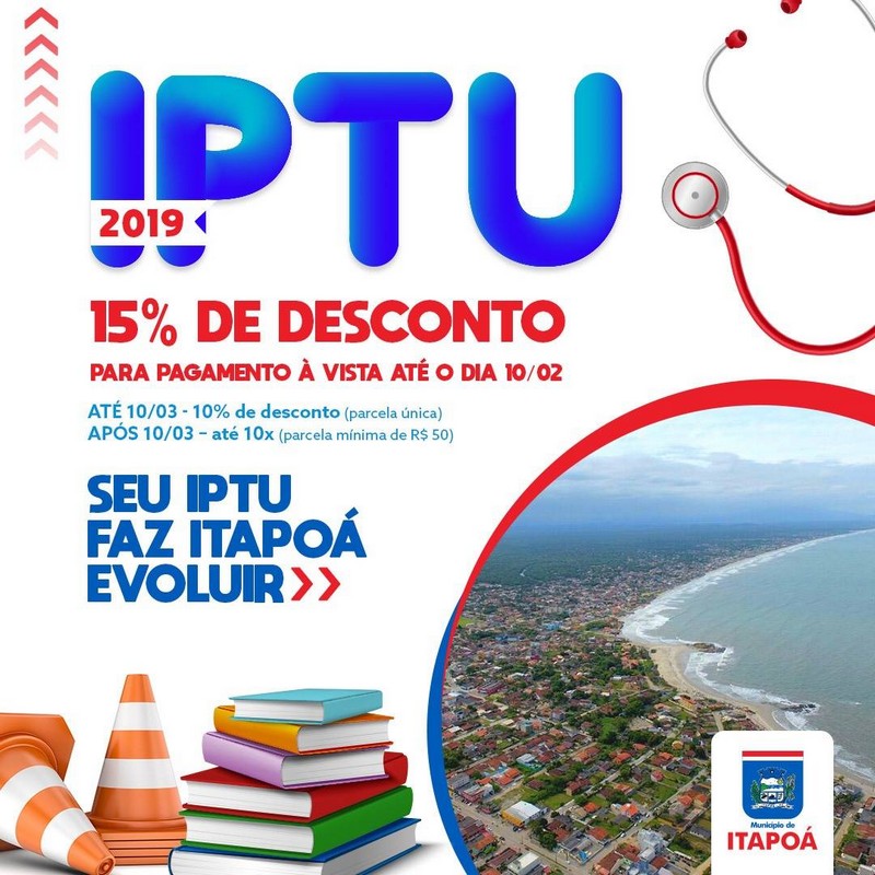 Prefeitura concedera desconto de 15 por cento para pagamento antecipado do IPTU