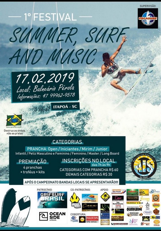 Associacao Itapoaense de Surf anuncia 1o Festival Summer, Surf and Music em Itapoa