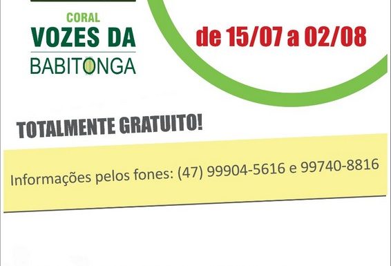 Inscricoes 2019 Coral Vozes da Babitonga de Itapoa