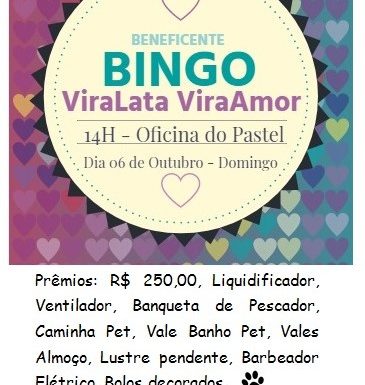 Associacao Vira Lata Vira Amor promove show de premios neste domingo 06-10