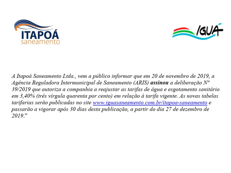 EDITAL Autorizacao de reajuste nas tarifas de agua e esgotamento sanitario - Capa