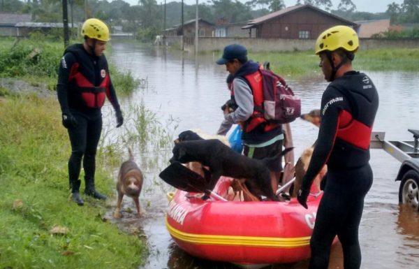 Bombeiros atuam no auxílio e regate aos atingidos pelas chuvas em Itapoa 1