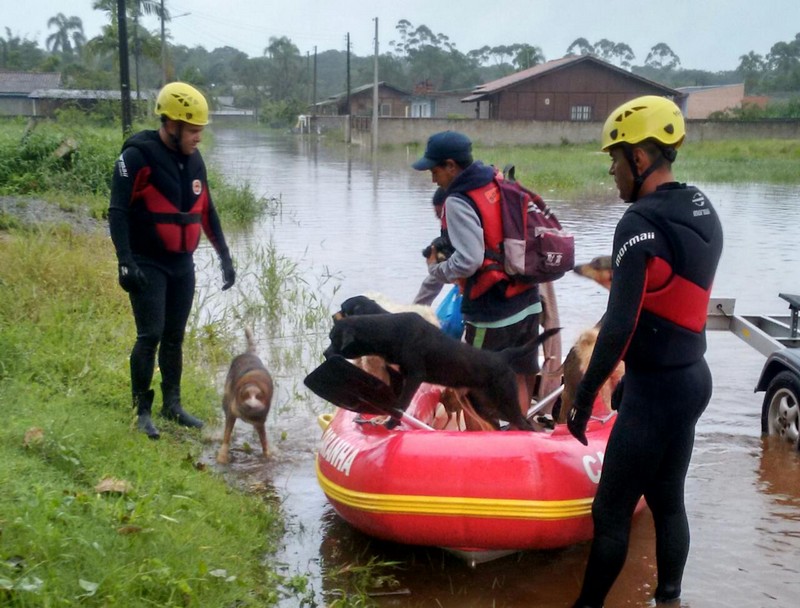 Bombeiros atuam no auxílio e regate aos atingidos pelas chuvas em Itapoa 1