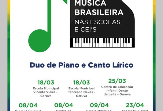 Duo de piano e canto lirico visitara escolas e centros de educação infantil de Joinville e Garuva