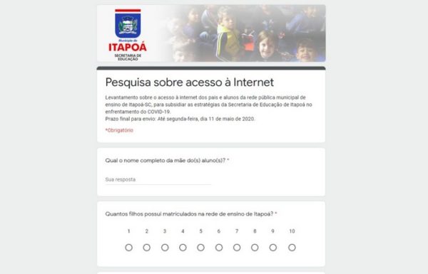 Educacao realiza pesquisa sobre acesso a internet pela comunidade escolar em Itapoa