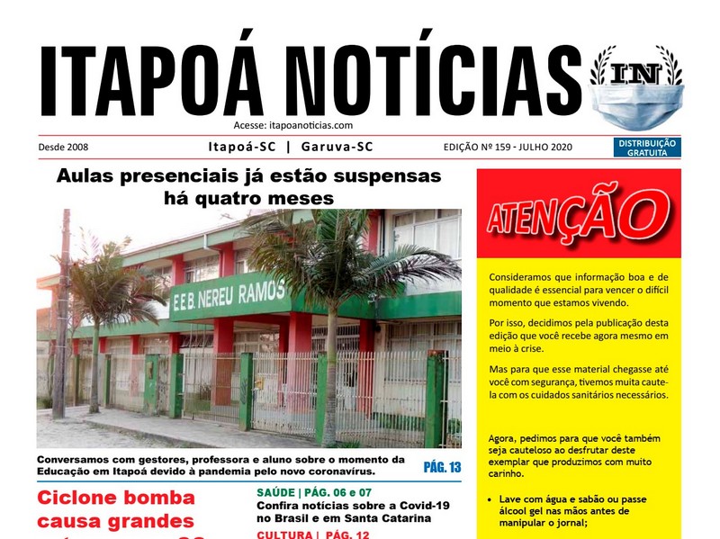 Capa edicao 159 - Itapoa Noticias - Julho de 2020 - para IN